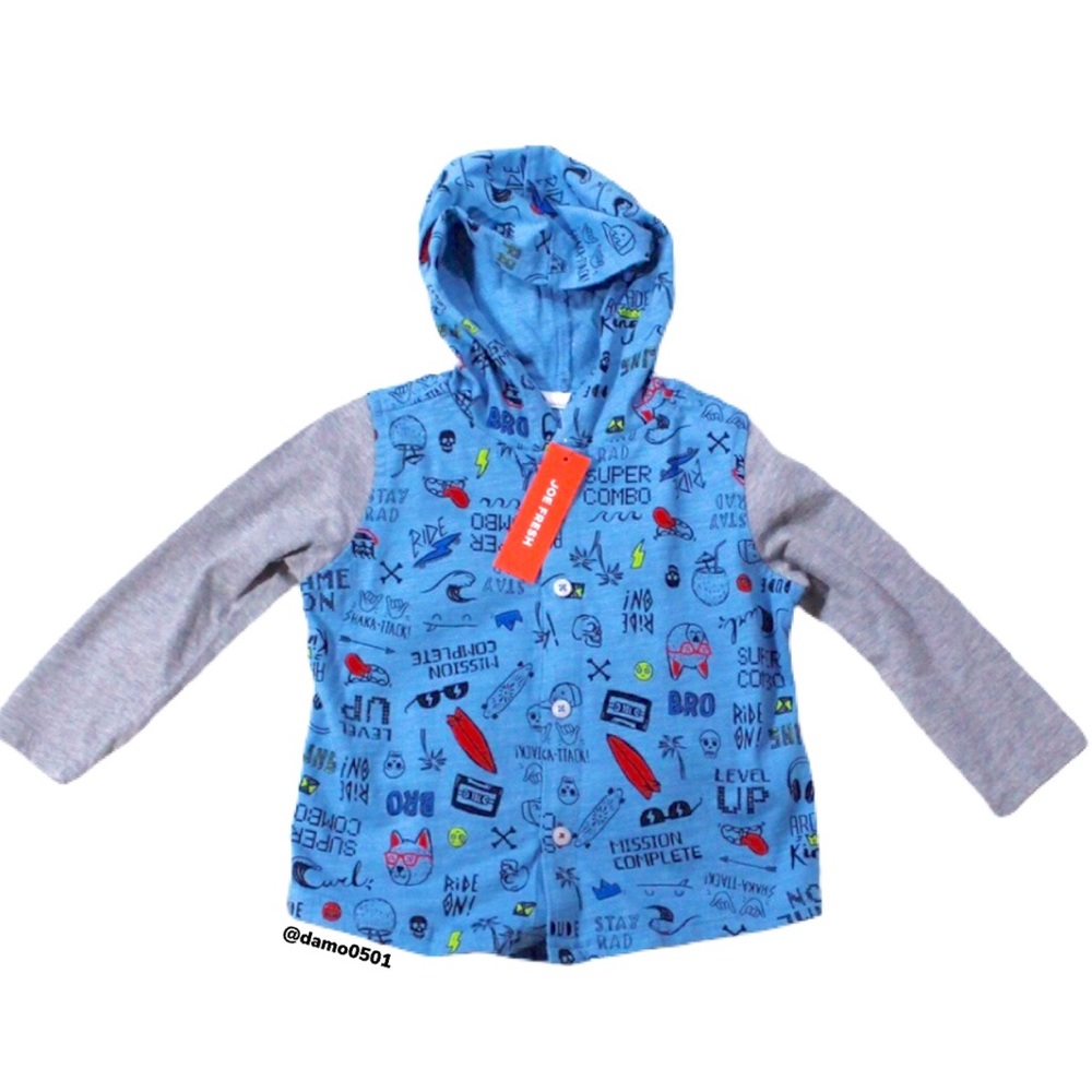 NWT Joe Fresh Baby Boy Multi Print Blue Hoodie - Picture 2 of 9